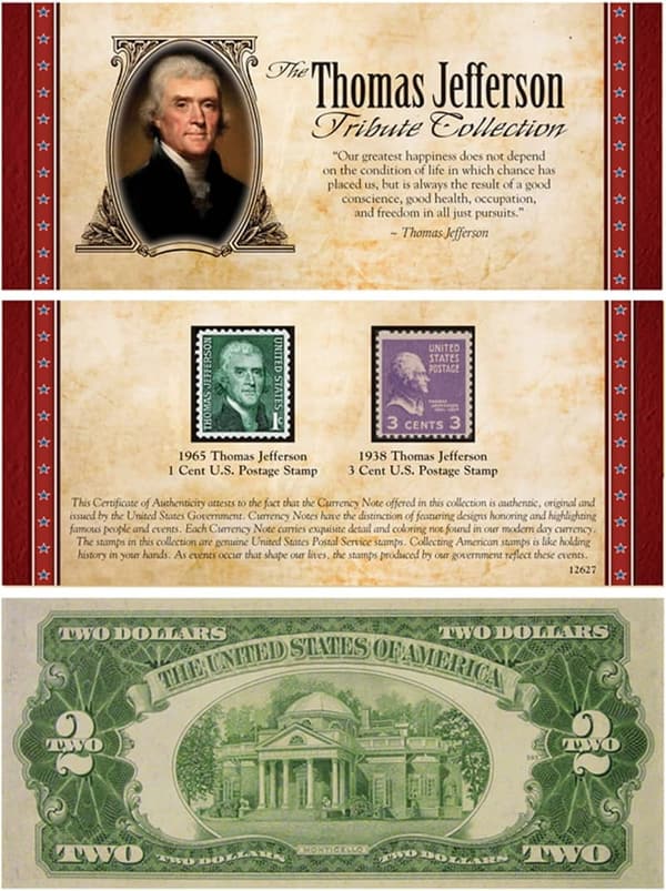 15 Gold Foil 2 Dollar Bill