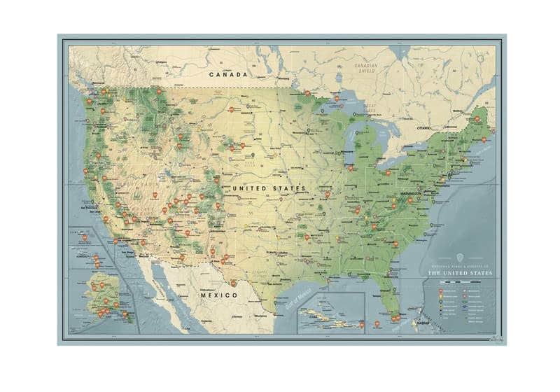 15 National Parks Push Pin Maps