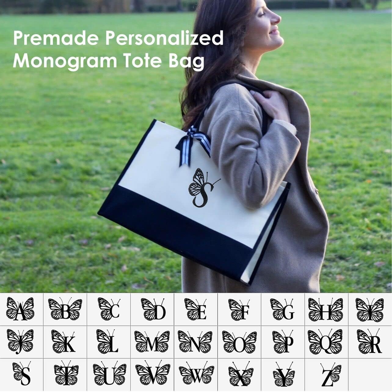 Personalized Monogrammed Tote Bag for Women's Birthday Gift