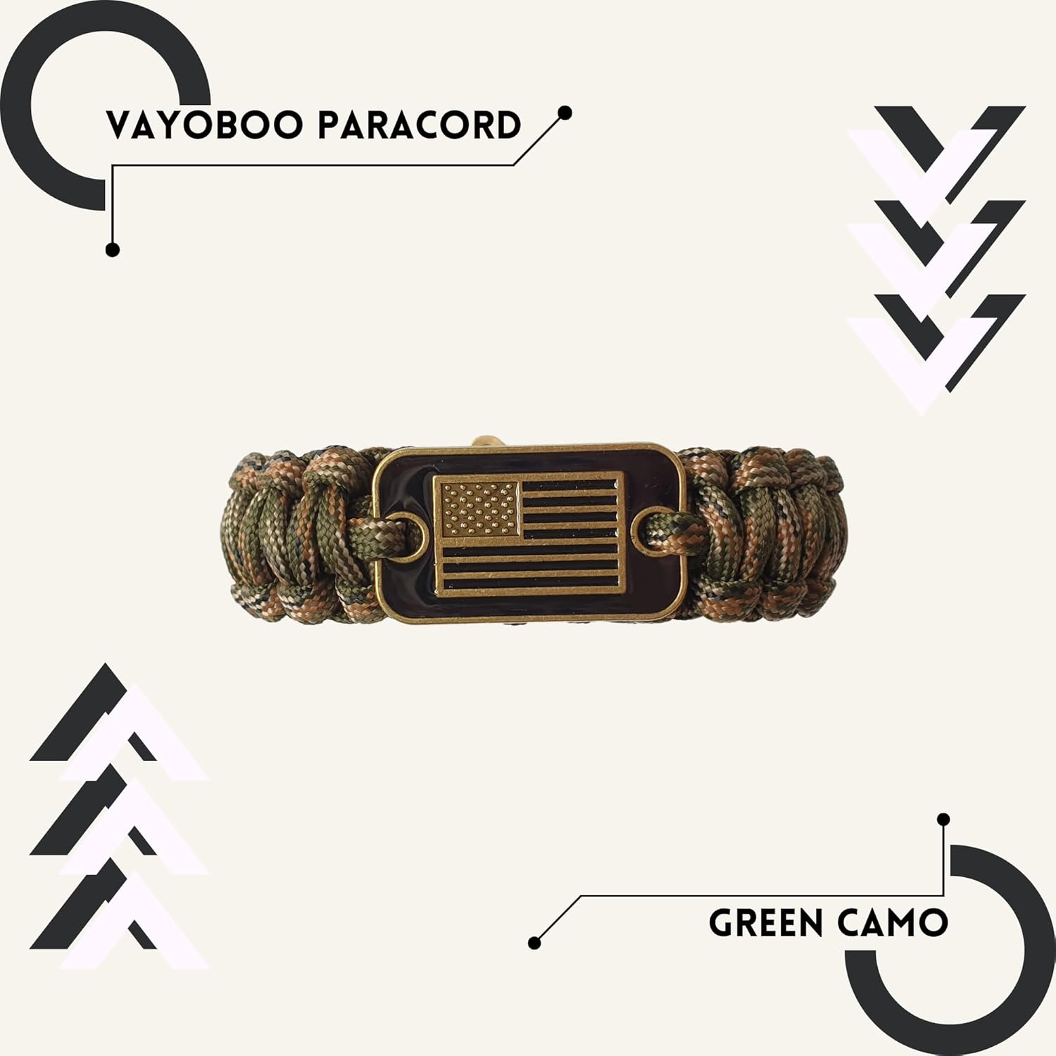 Tactical Survival Paracord Bracelet for Men - Green Camo