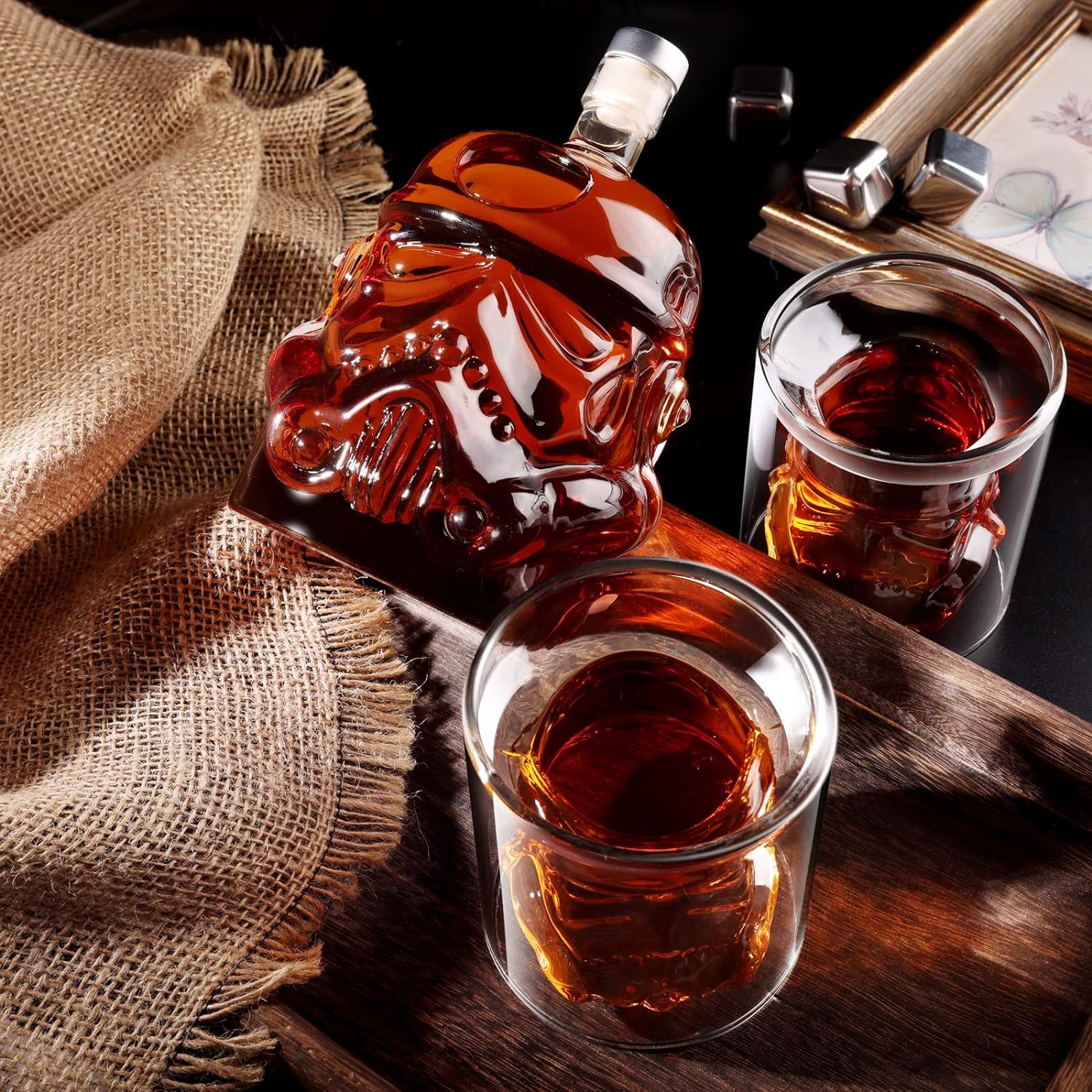 Whiskey Decanter Set with 2 Glasses - Perfect Gift for Dad
