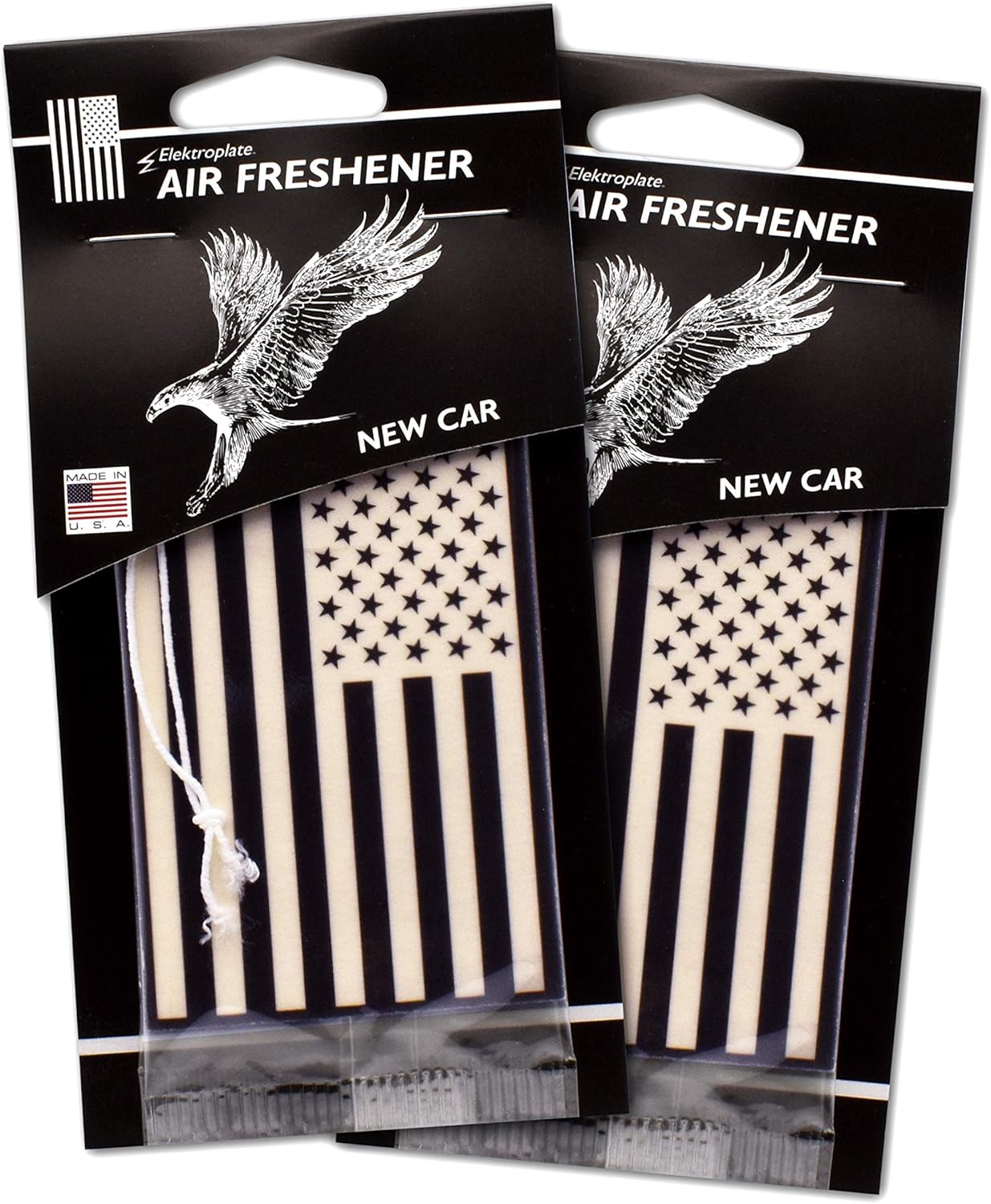 USA Flag Air Freshener Set, New Car Scent, 6-Pack