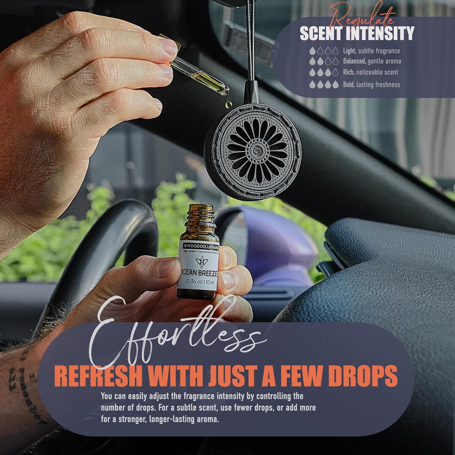 Mother's Day Wood Car Air Freshener Gift Set - Handmade Aromatherapy 10 ml