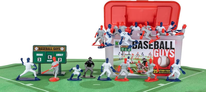 Kids Baseball Guys Playset - 29-Piece Red/Blue Team Set
