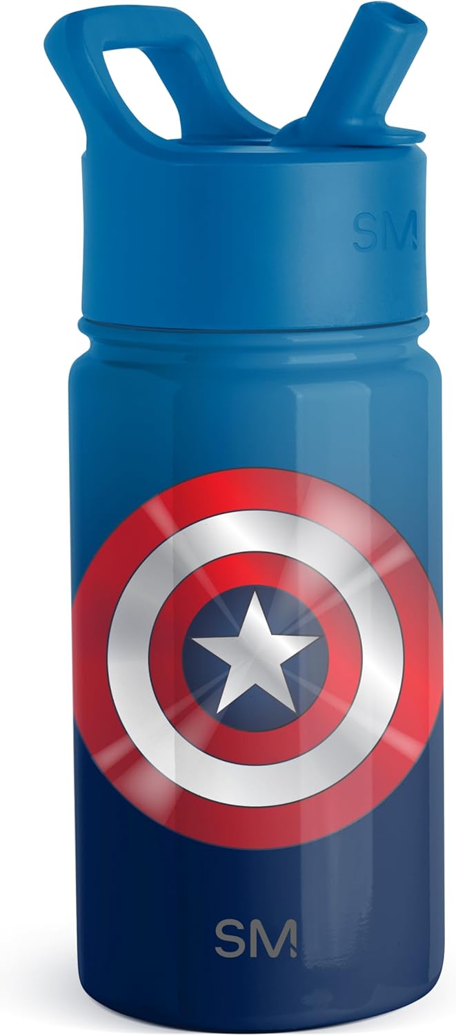 Marvel Captain America Kids Insulated Water Bottle with Straw - 14oz