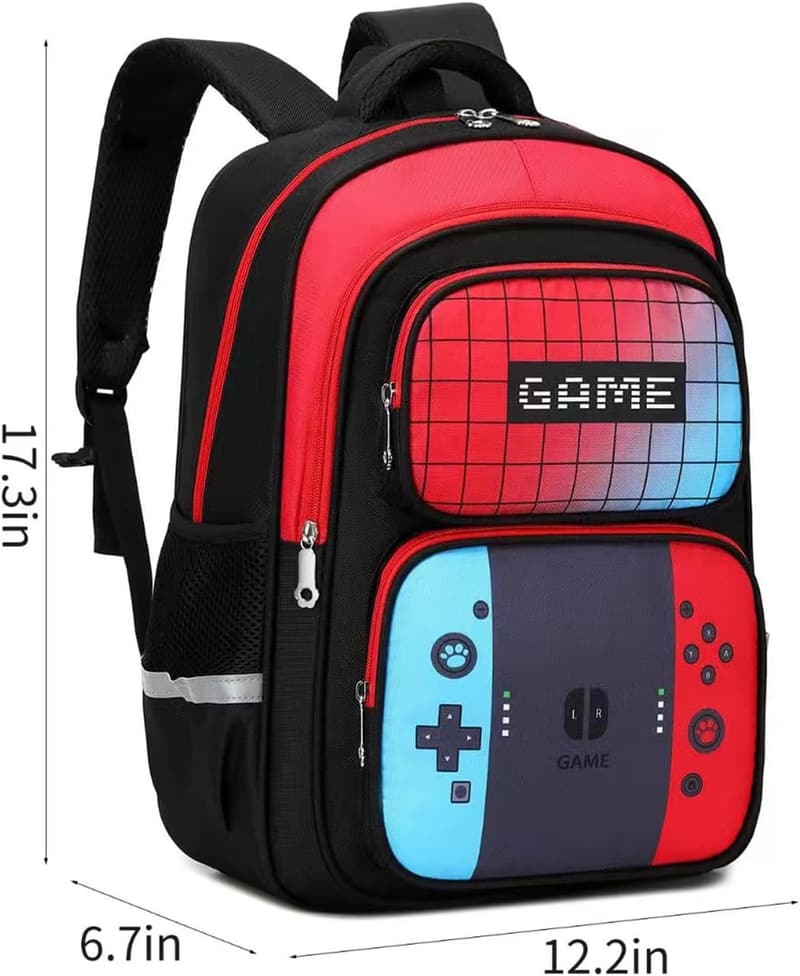 Boys' Game Backpack for Junior High - Large (Red & Blue)