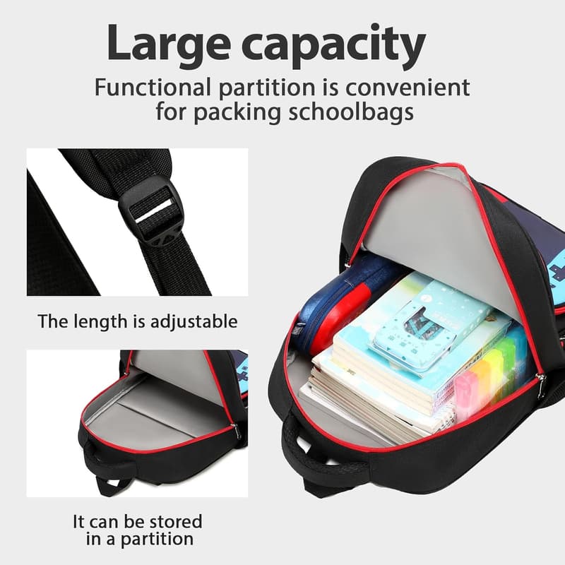 Boys' Game Backpack for Junior High - Large (Red & Blue)