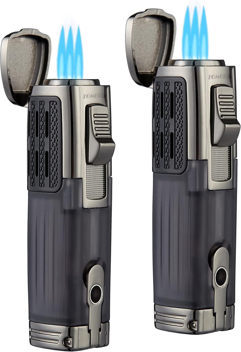 Triple Jet Torch Lighter with Cigar Punch, 2-Pack Charcoal