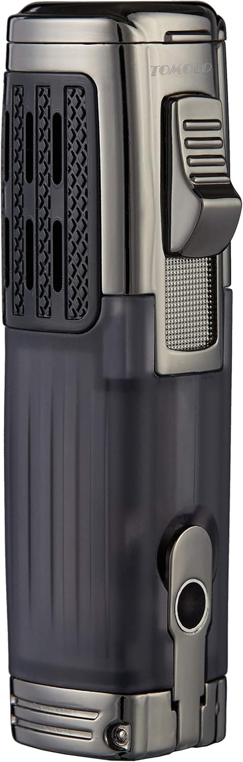 Triple Jet Torch Lighter with Cigar Punch, 2-Pack Charcoal