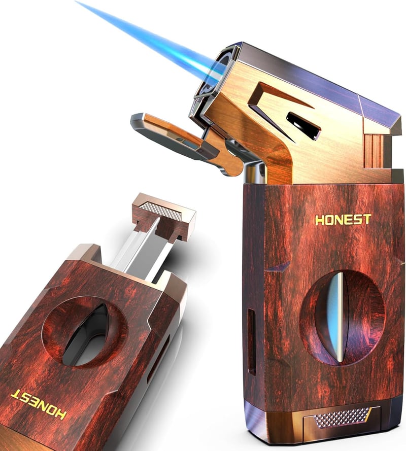 Butane Torch Lighter with V Cutter, Windproof Gift for Men