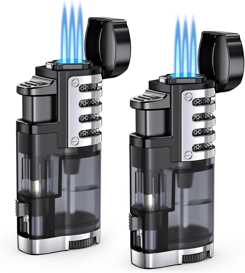 2-Pack Refillable Windproof Triple Jet Torch Lighters