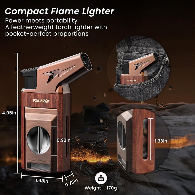 Gift Torch Lighter with Cutter & Windproof Jet Flame