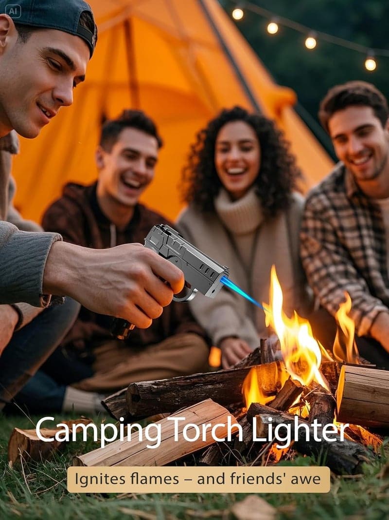 Windproof Butane Torch Lighter, Refillable & Adjustable