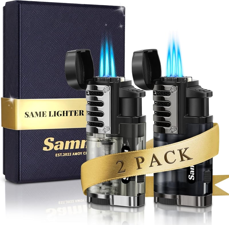 Men's Windproof Triple Jet Torch Lighter Set