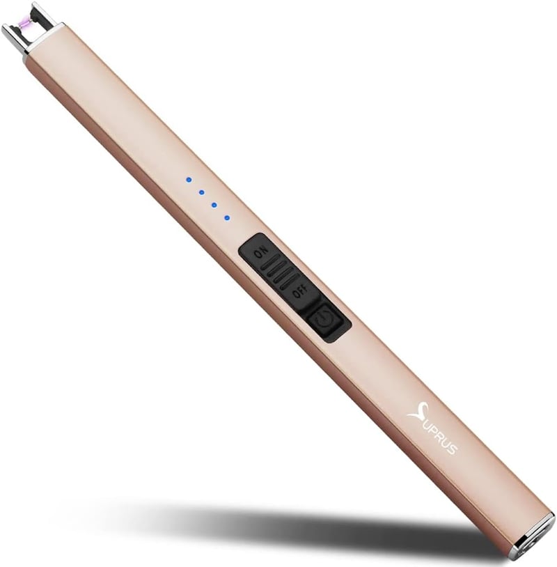 Windproof USB Arc Lighter for Candle & BBQ - Champagne Gold