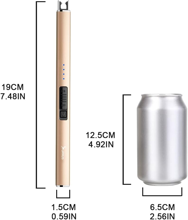 Windproof USB Arc Lighter for Candle & BBQ - Champagne Gold