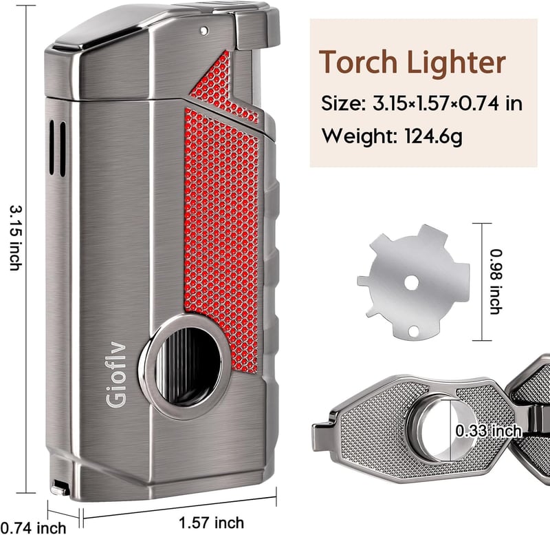 Refillable Windproof Triple Jet Flame Torch for Men