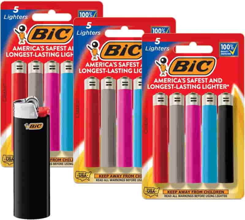 BIC Pocket Lighters, Child-Resistant, Assorted, 15-Pack