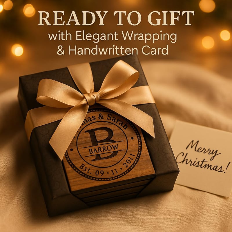 Anniversary Wooden Coaster Set – Handmade & Personalized
