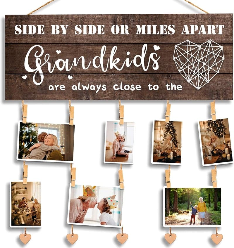 Grandma Photo Holder Frame with Clips and Twine