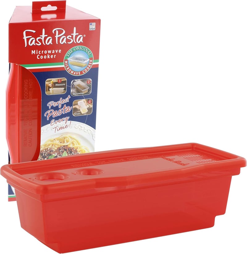 Microwave Pasta Cooker, Red, Quick Al Dente Cooking