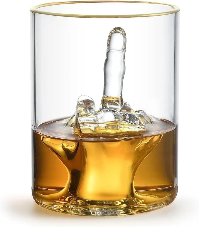 Gag Gift Whiskey Glass with Gold Rim