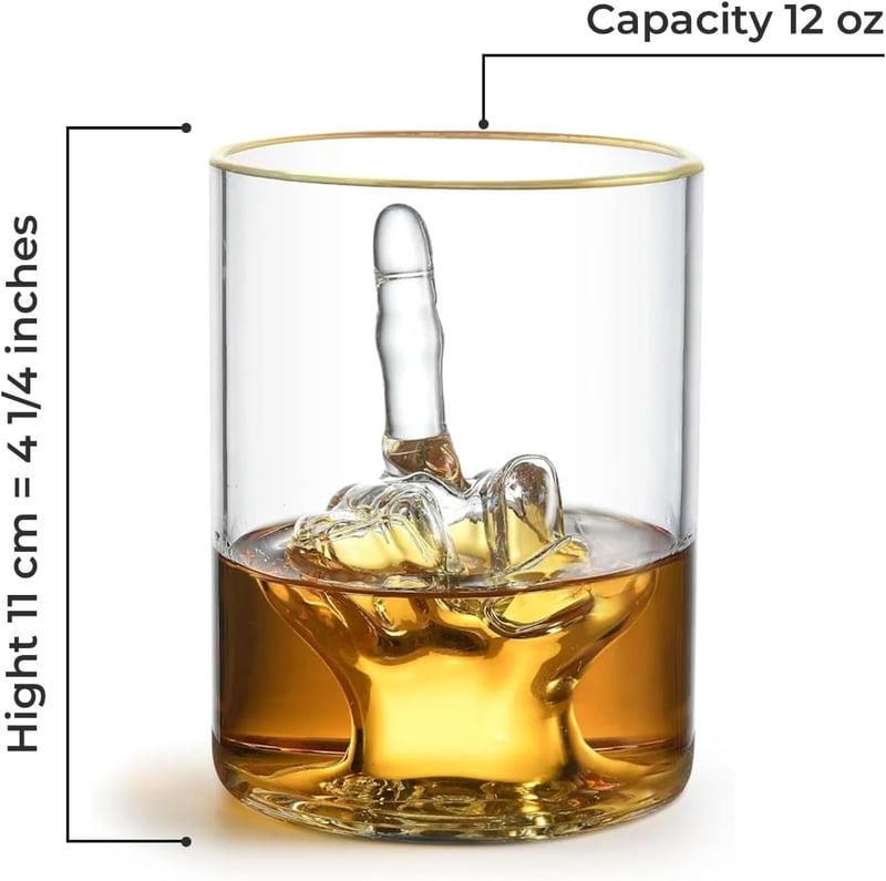 Gag Gift Whiskey Glass with Gold Rim