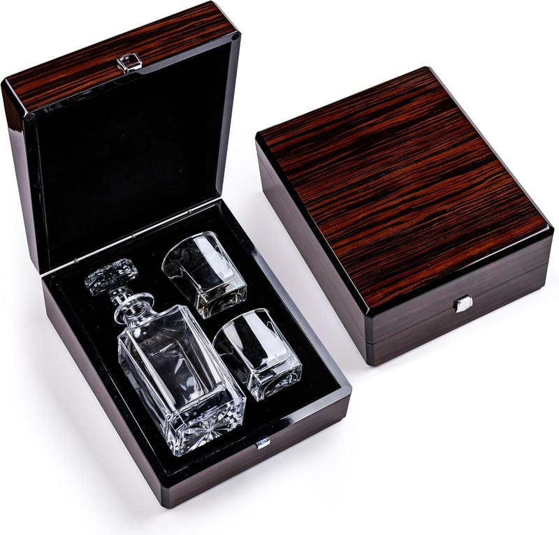 Father’s Day Whiskey Decanter Set with Glasses in Wood Box