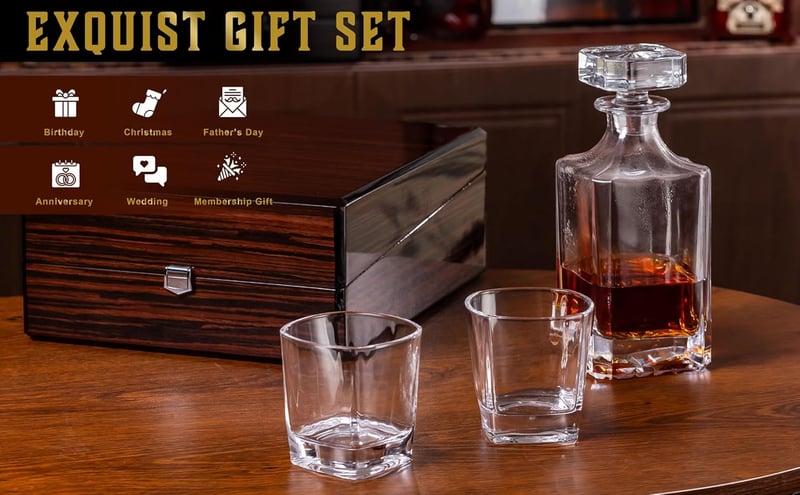 Father’s Day Whiskey Decanter Set with Glasses in Wood Box