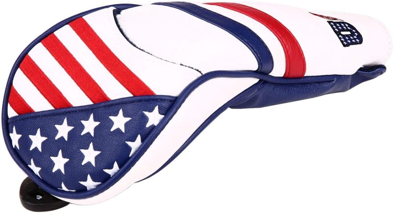 USA Flag Golf Head Cover with Number Tags