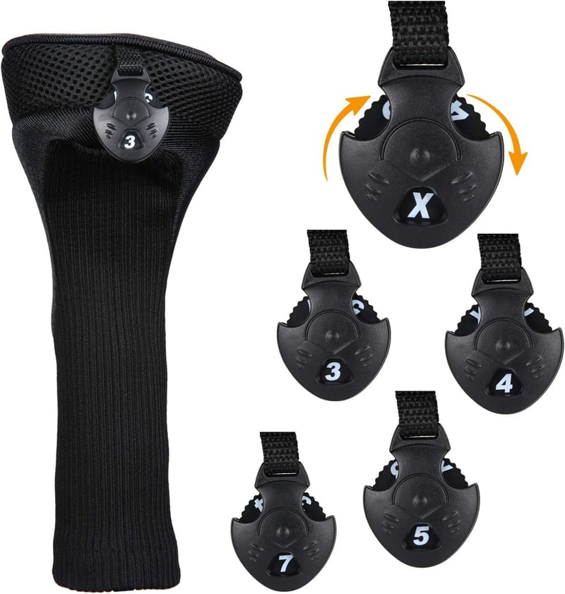 Golf Club Headcovers Set – Black, 3-Piece with Tags