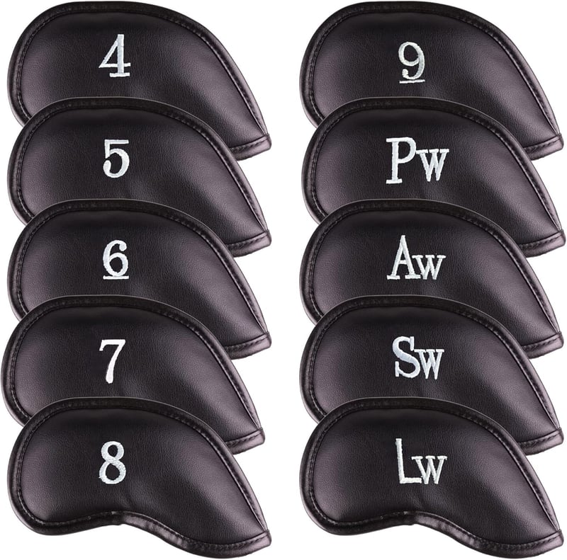 Magnetic Leather Golf Club Head Covers Set with Embroidered Labels