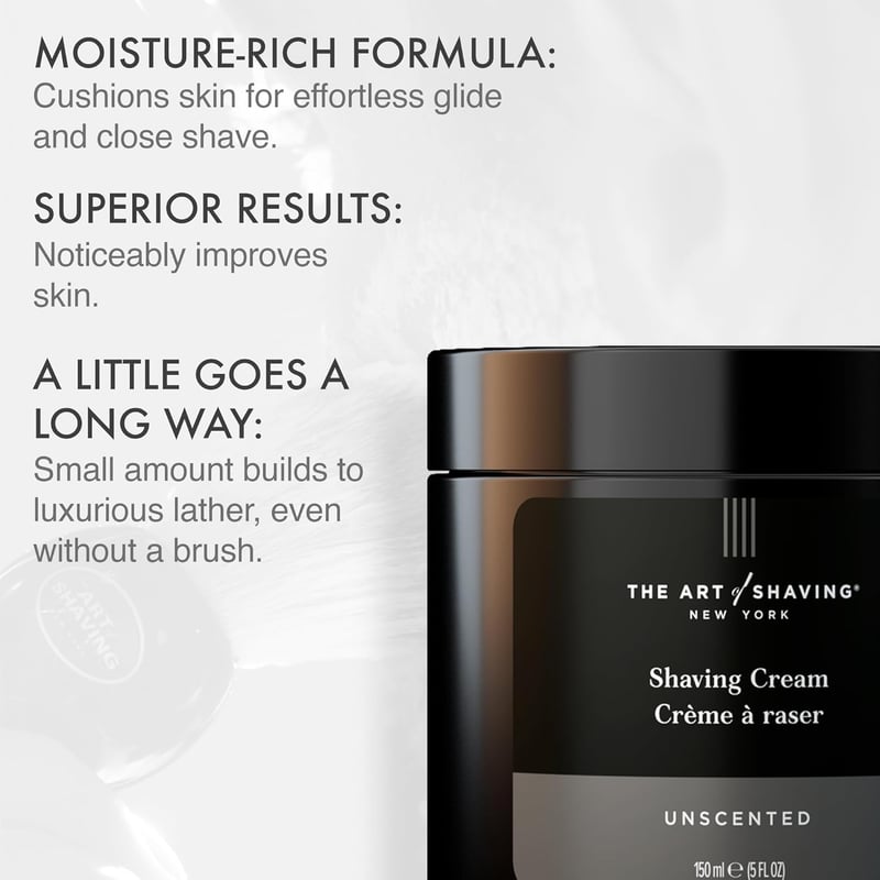 Unscented Shaving Cream for Men, Sensitive Skin, 5 Fl Oz
