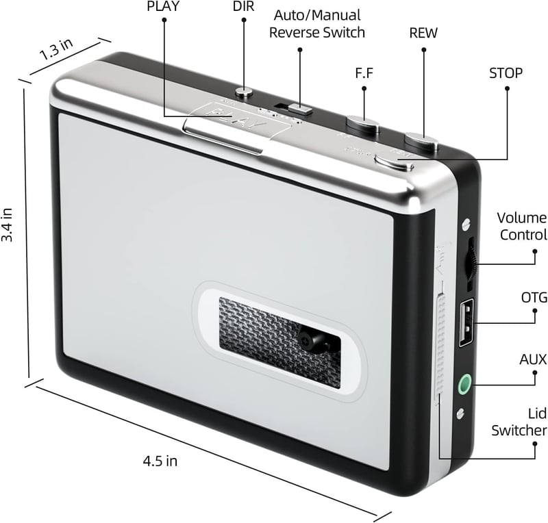 Portable Cassette Player & USB MP3 Converter – Silver