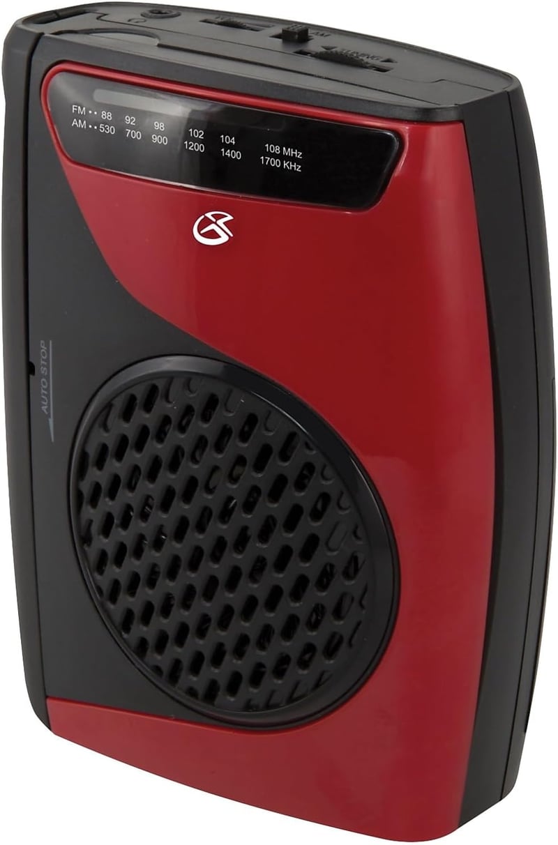 Portable Cassette Player, Red/Black