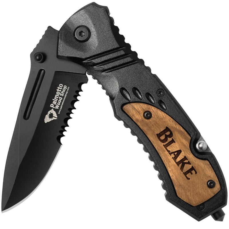 Custom Engraved Pocket Knife - Stainless Steel Blade