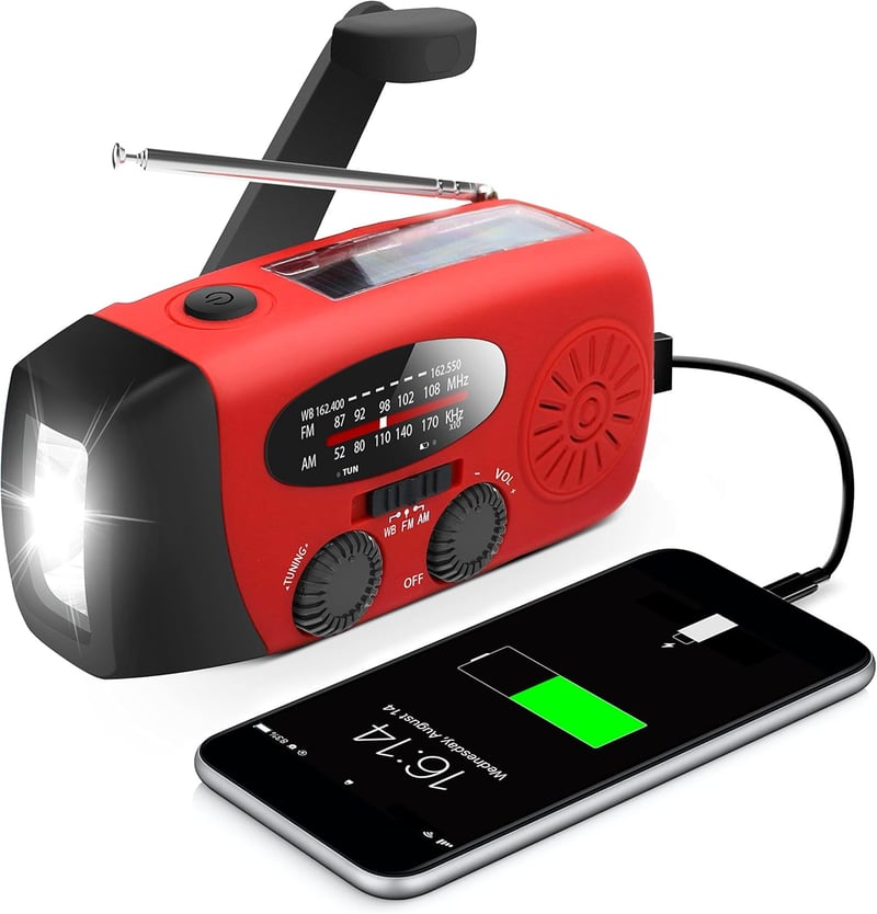 Emergency Hand Crank Radio with Flashlight & Solar Charger