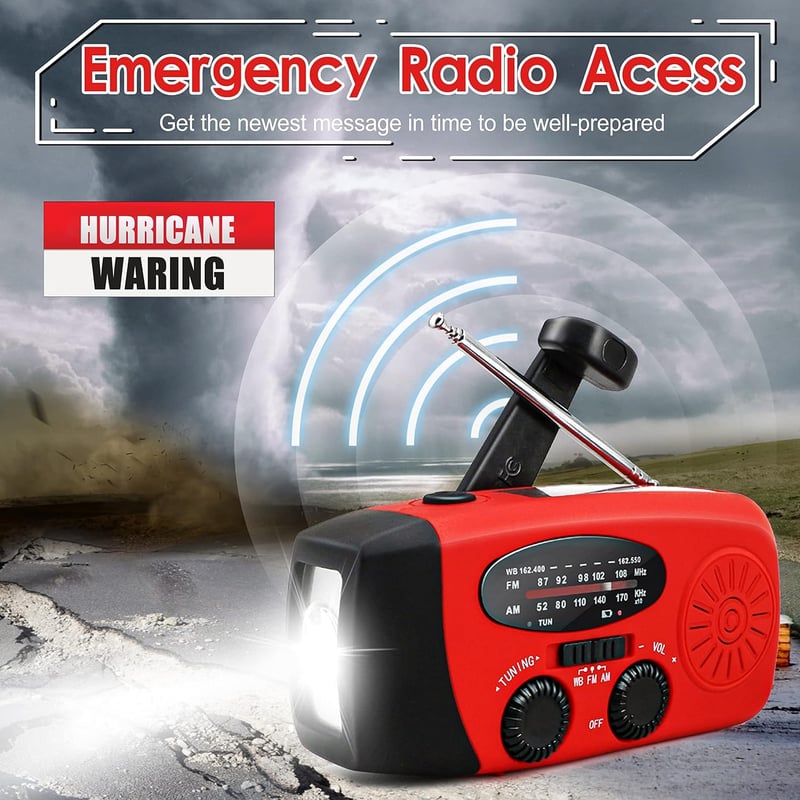 Emergency Hand Crank Radio with Flashlight & Solar Charger