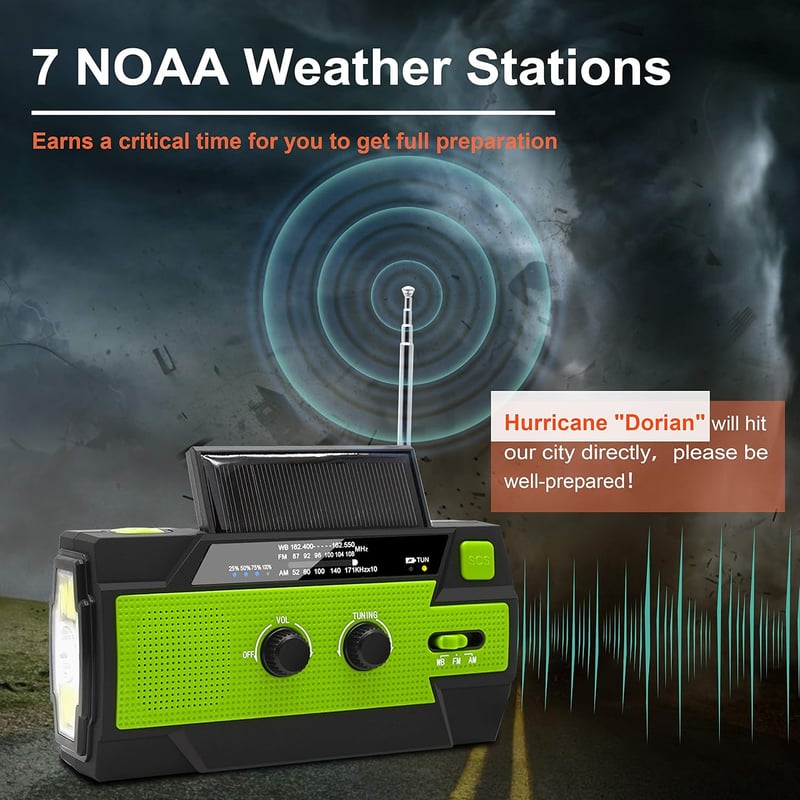 Emergency Solar Crank Radio with Flashlight & Phone Charger