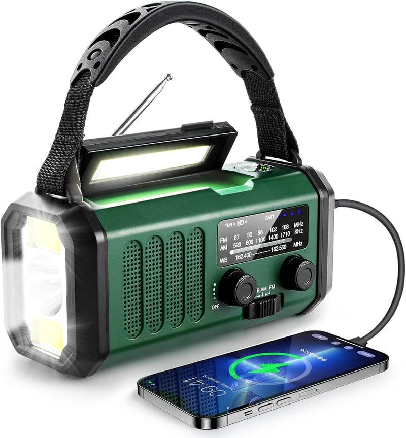 Emergency Hand Crank Radio, 10000mAh Solar Power Bank & Flashlight