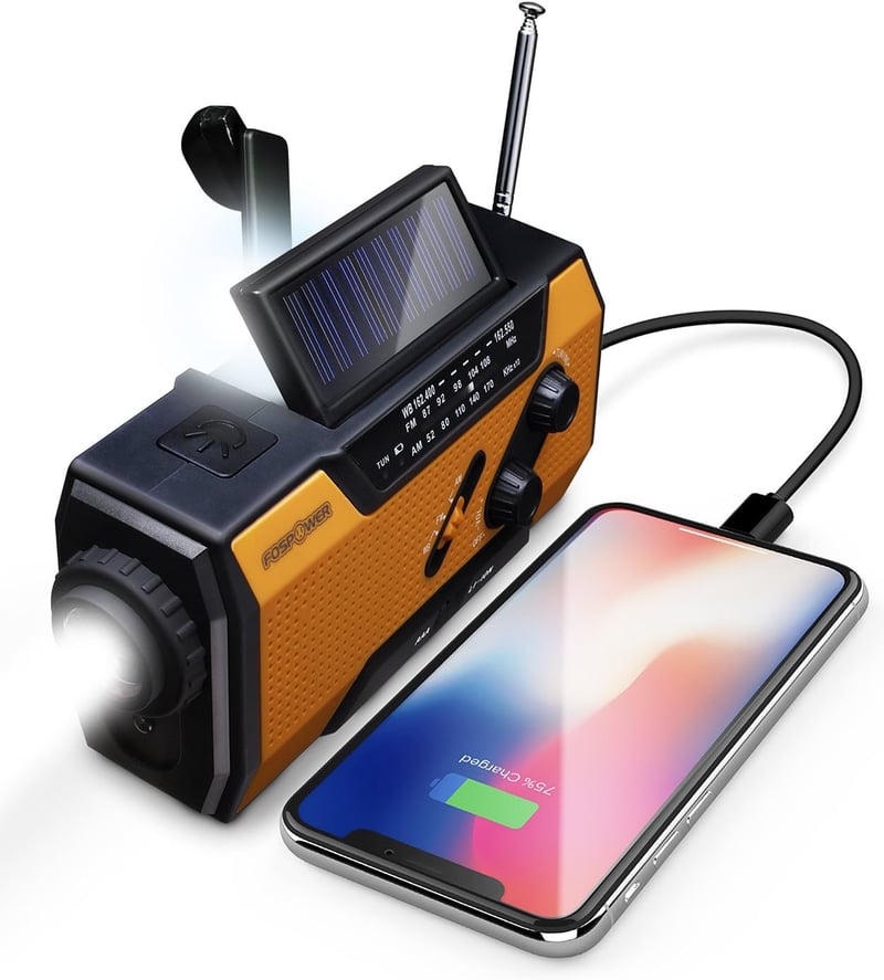 Emergency Weather Radio with Power Bank & Multiple Charging Options