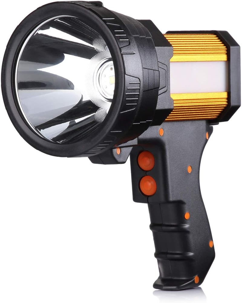 Rechargeable Handheld Spotlight, 1,000,000 Lumens, Golden Aluminum Alloy