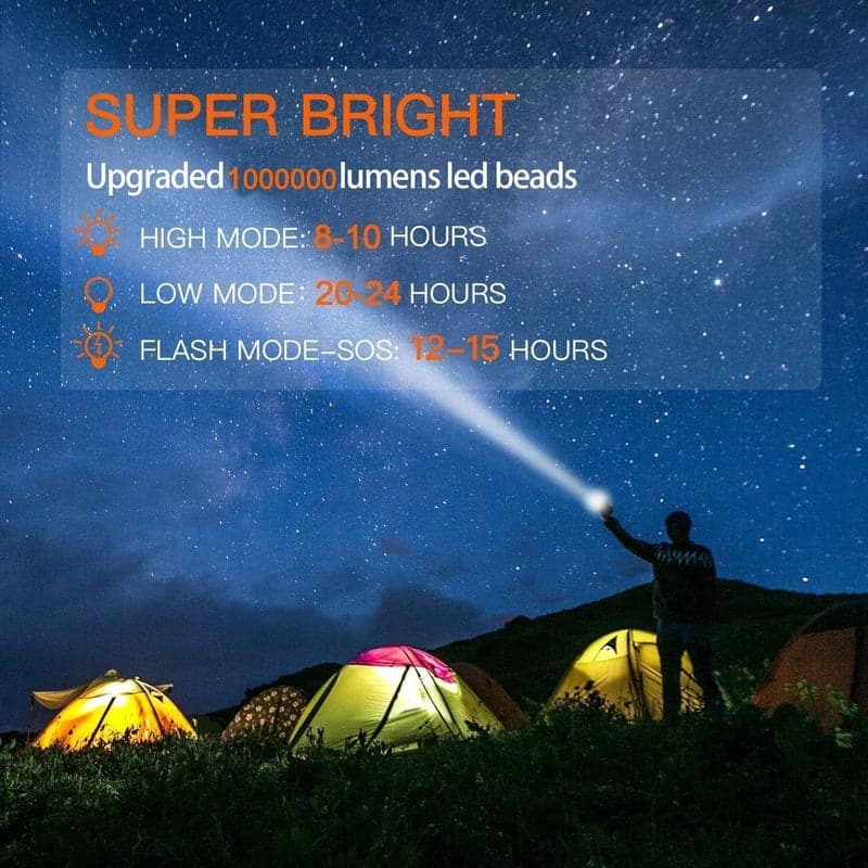 Rechargeable Handheld Spotlight, 1,000,000 Lumens, Golden Aluminum Alloy