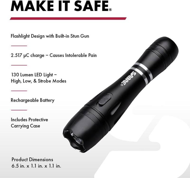 Self-Defense Stun Gun with LED Flashlight and Safety Features
