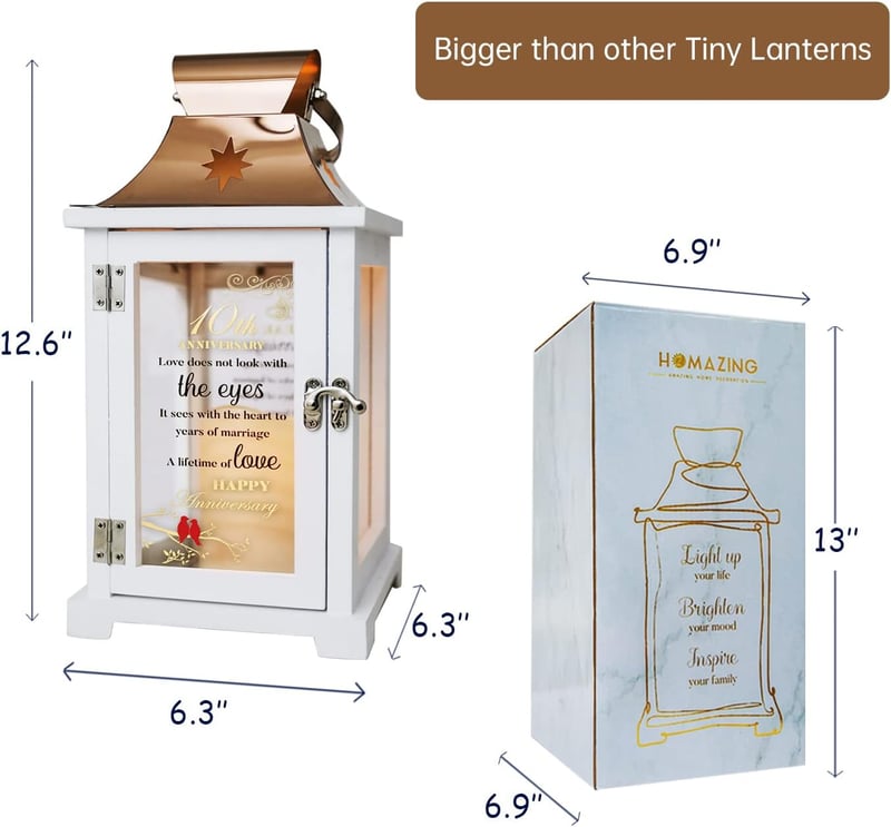 10th Anniversary Tin Lantern for Couples