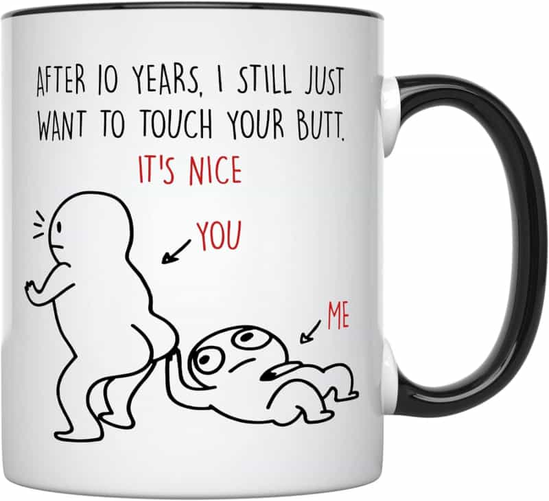 10th Anniversary Coffee Mug, 11 oz Black Handle