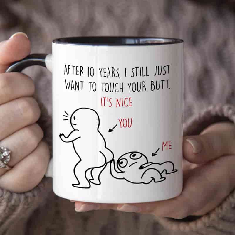 10th Anniversary Coffee Mug, 11 oz Black Handle