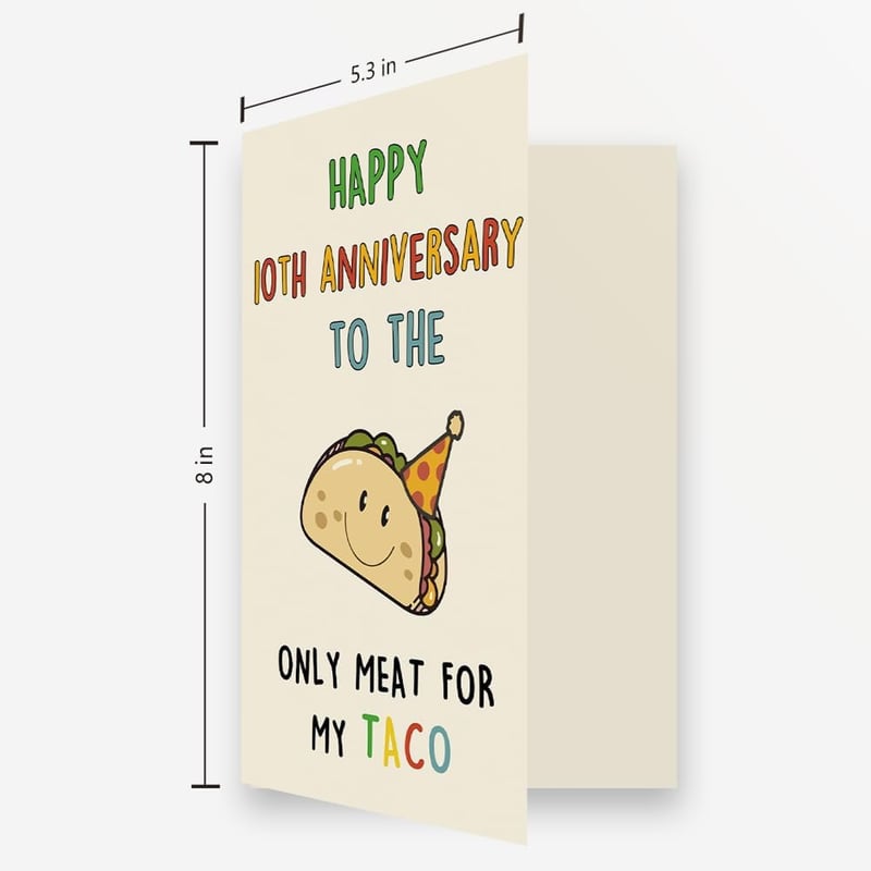 10th Anniversary Funny Taco Card for Him