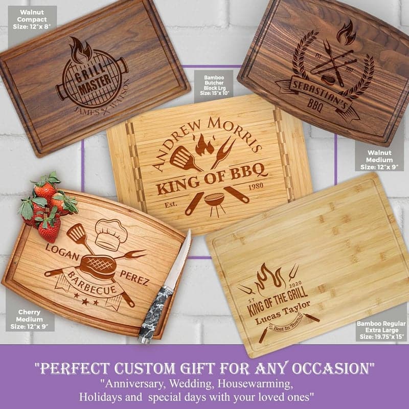 Father's Day Personalized Cutting Board for BBQ Lovers