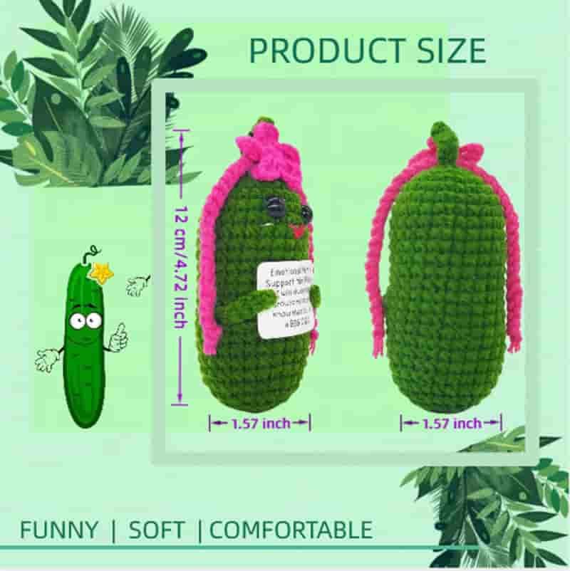 Inspirational Crochet Pickle with Affirmation Card Gift